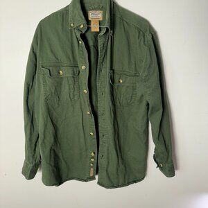 C E Schmidt Work Wear Mens Long Sleeve Shirt Olive Green Medium Cotton Button Up